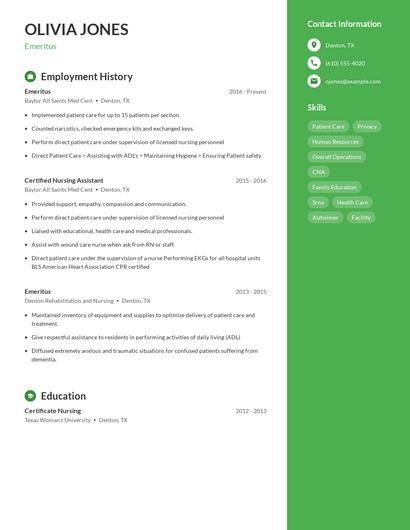 Emeritus Resume