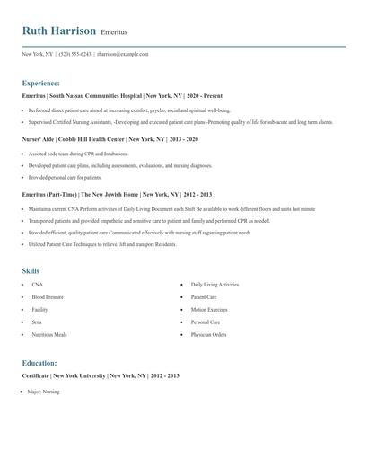 Emeritus Resume