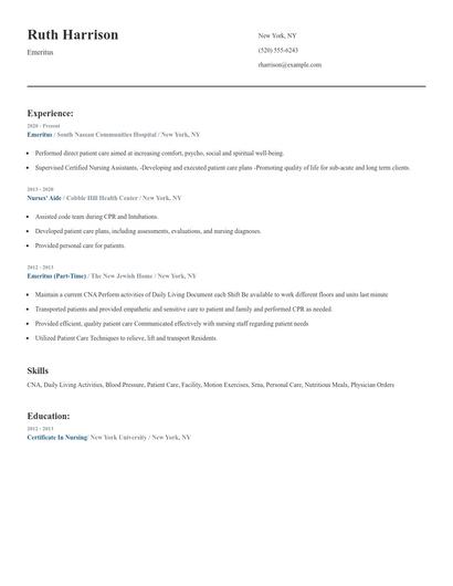 Emeritus Resume