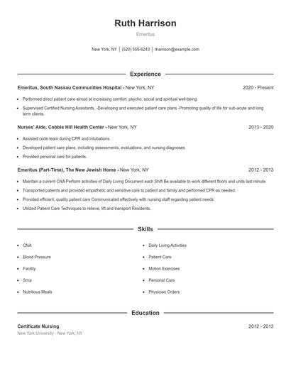 Emeritus Resume