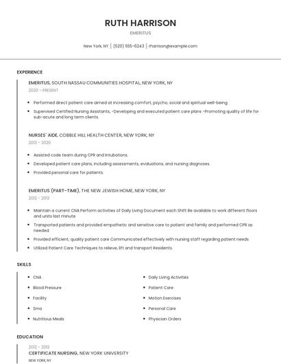 Emeritus Resume