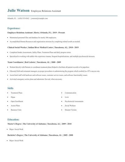 Employee Relations Assistant Resume