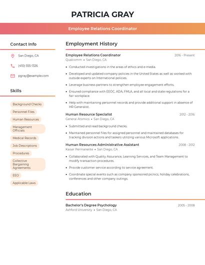 Employee Relations Coordinator Resume