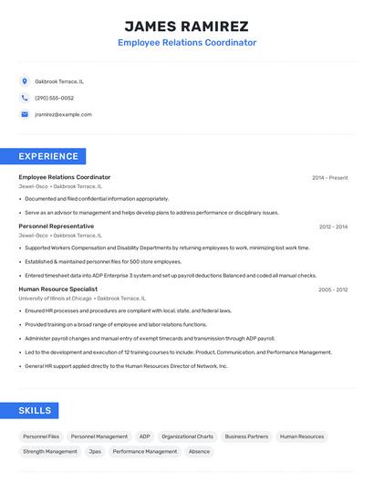 Employee Relations Coordinator Resume
