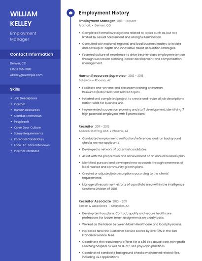 Employment Manager Resume