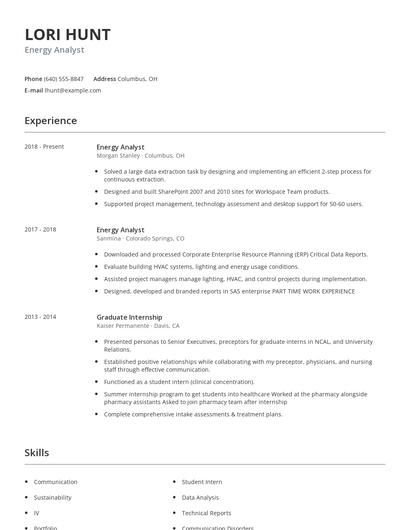 Energy Analyst Resume