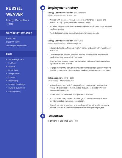 Energy Derivatives Trader Resume