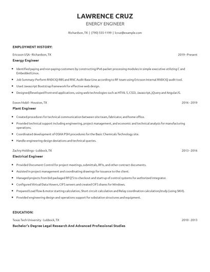 Energy Engineer Resume