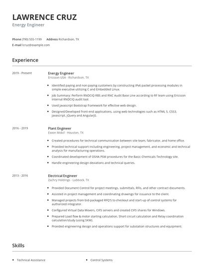 Energy Engineer Resume