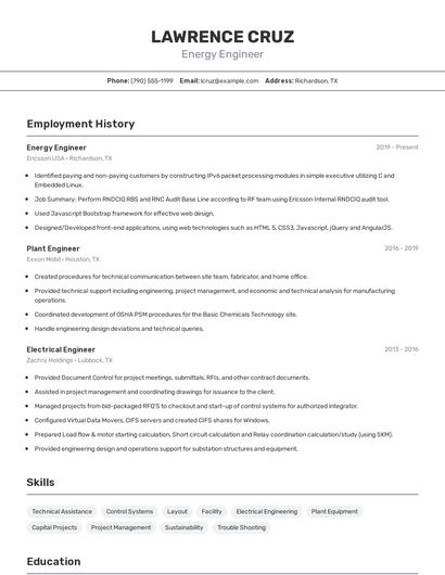 Energy Engineer Resume