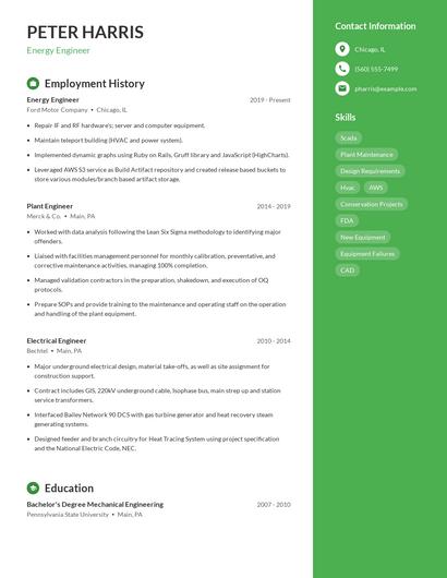 Energy Engineer Resume