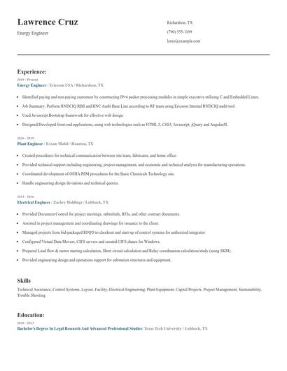 Energy Engineer Resume