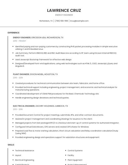 Energy Engineer Resume