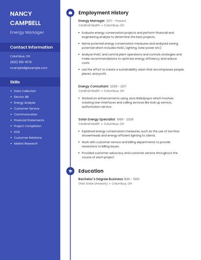 Energy Manager Resume