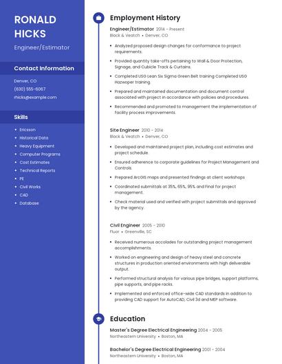 Engineer/Estimator Resume