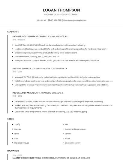 Engineer Of System Development Resume