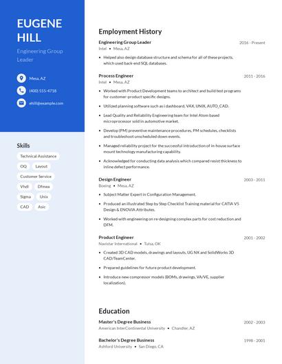 Engineering Group Leader Resume