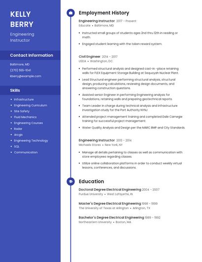 Engineering Instructor Resume