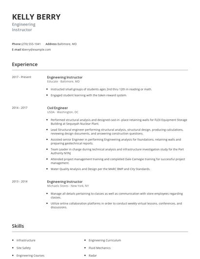 Engineering Instructor Resume