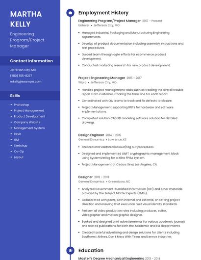 Engineering Program/Project Manager Resume