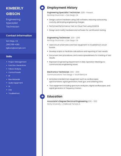 Engineering Specialist Technician Resume