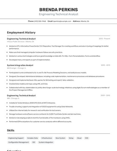 Engineering Technical Analyst Resume
