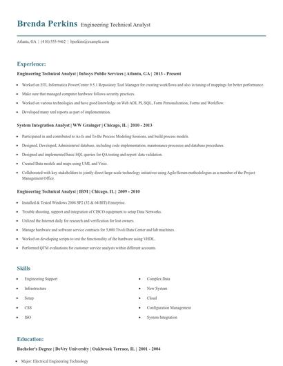 Engineering Technical Analyst Resume