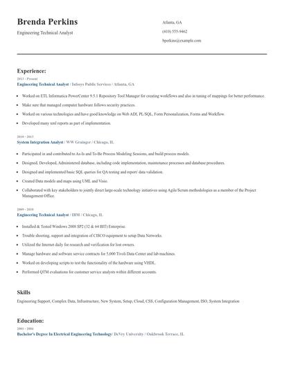 Engineering Technical Analyst Resume