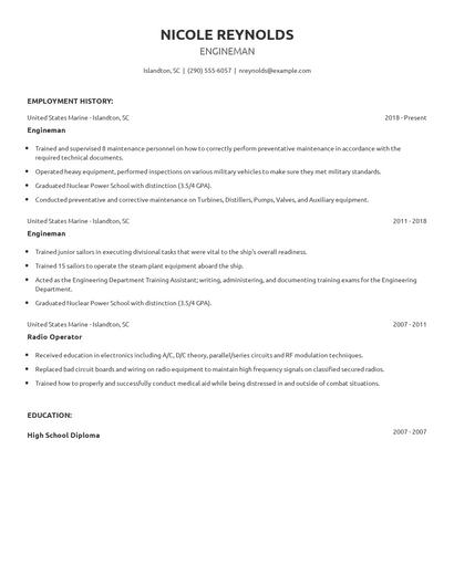 Engineman Resume