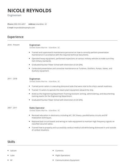 Engineman Resume