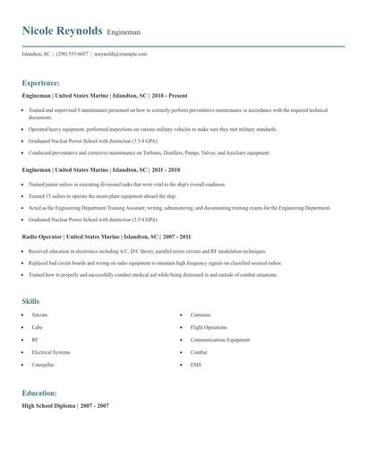Engineman Resume
