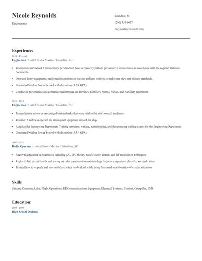 Engineman Resume