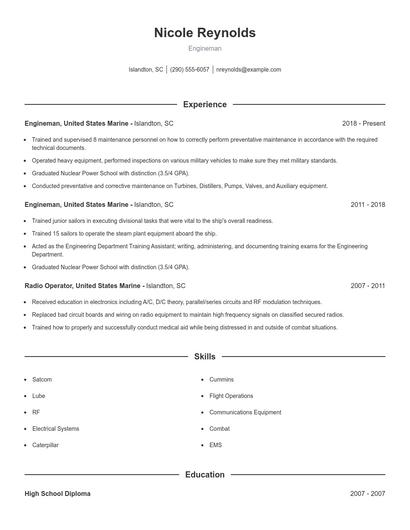 Engineman Resume