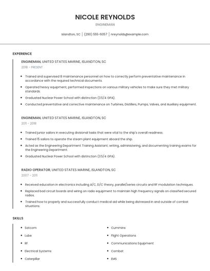 Engineman Resume