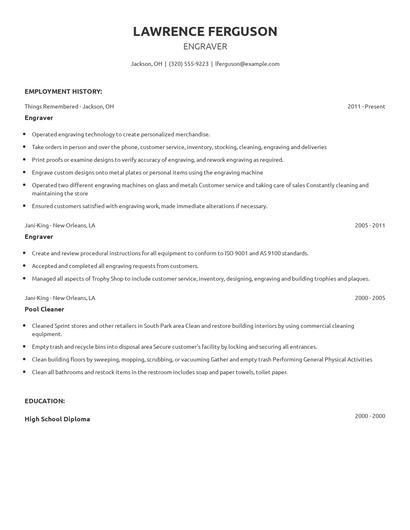 Engraver Resume