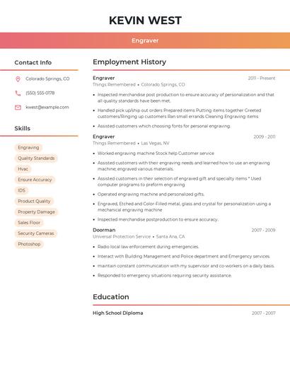 Engraver Resume