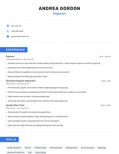 Engraver Resume