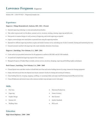 Engraver Resume