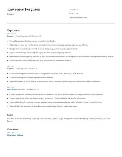 Engraver Resume
