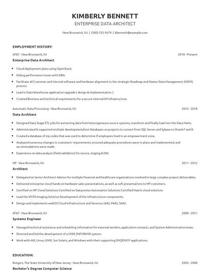 Enterprise Data Architect Resume