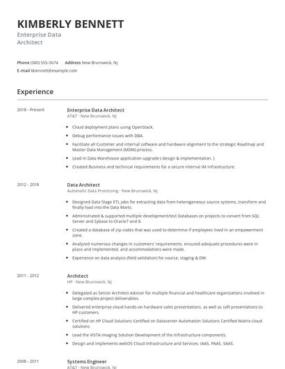 Enterprise Data Architect Resume