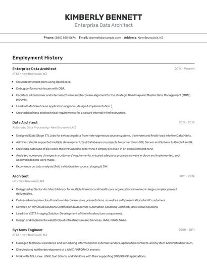 Enterprise Data Architect Resume