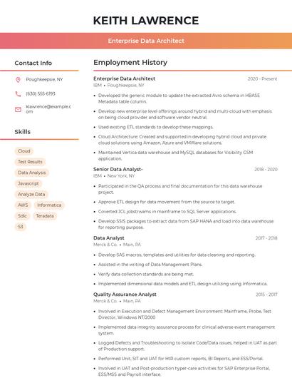 Enterprise Data Architect Resume