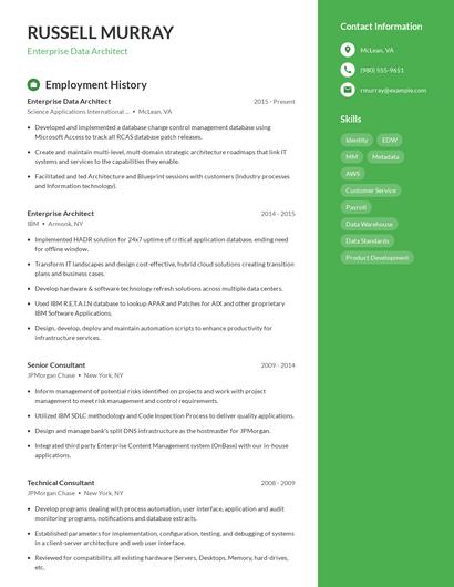 Enterprise Data Architect Resume
