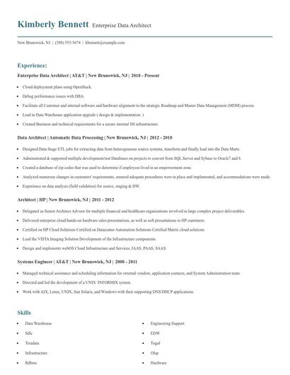 Enterprise Data Architect Resume