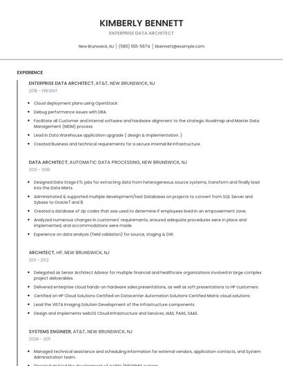 Enterprise Data Architect Resume