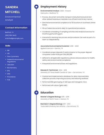 Environmental Analyst Resume
