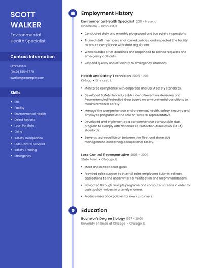 Environmental Health Specialist Resume