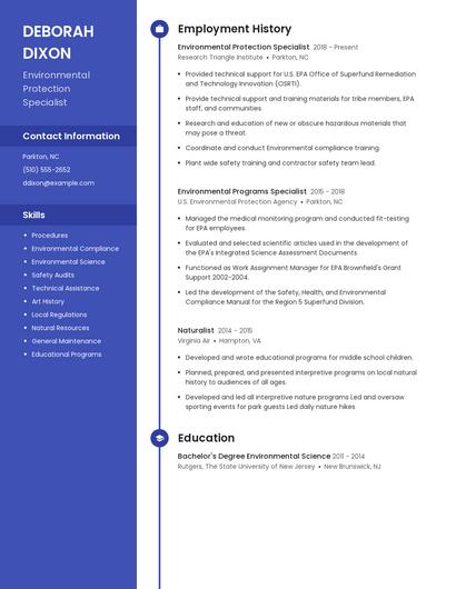 Environmental Protection Specialist Resume