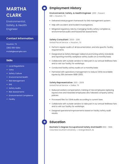 Environmental, Safety, & Health Engineer Resume